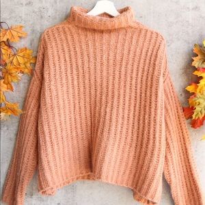 Free People fluffy fox sweater in papaya